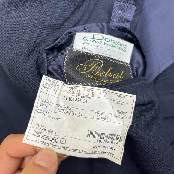 Doriani Milano Men's Navy Blue Notch Lapel Two-Button Blazer Jacket Size 38 US - Picture 10 of 16